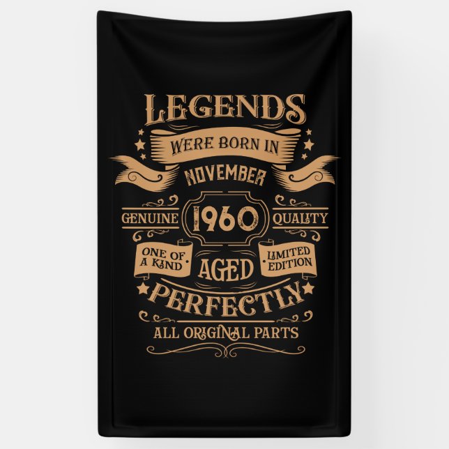 Personalised vintage 65th birthday whiskey label banner (Vertical)