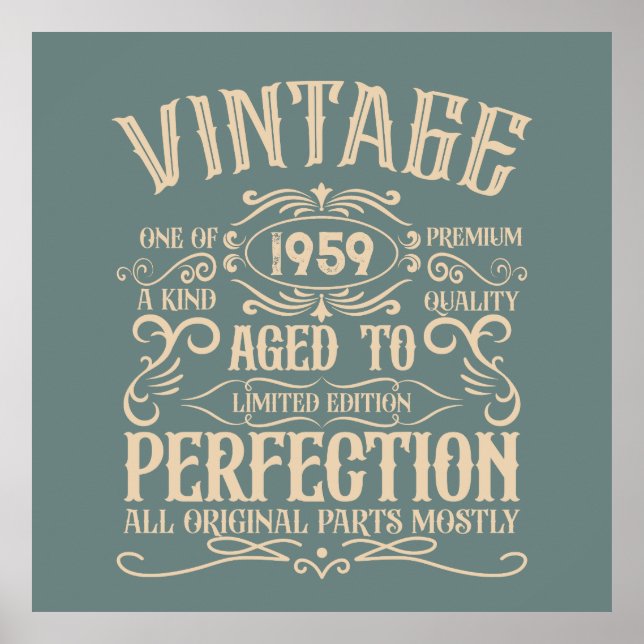 Personalised vintage 65th birthday whiskey themed poster (Front)
