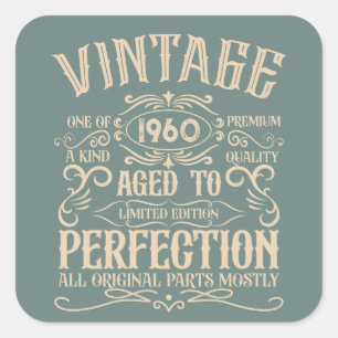 Personalised vintage 65th birthday whiskey themed square sticker