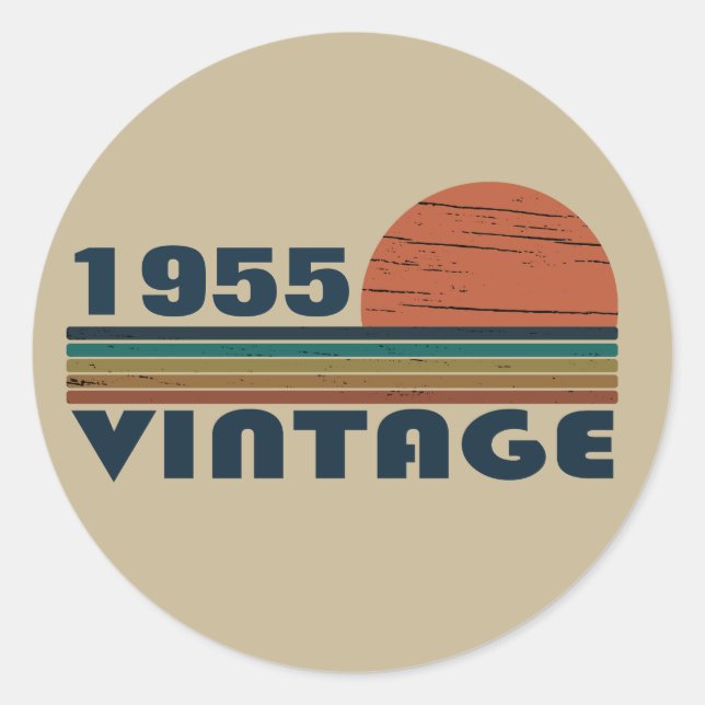 Personalised vintage 70th birthday classic round sticker (Front)