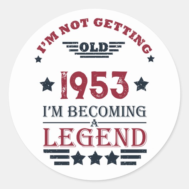 Personalised vintage 70th birthday classic round sticker (Front)
