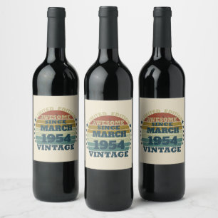 Personalised vintage 70th birthday gift wine label
