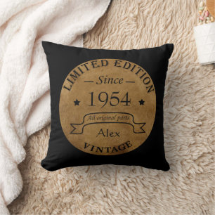 Personalised vintage 70th birthday gifts cushion