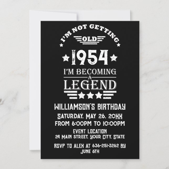 Personalised vintage 70th birthday gifts invitation (Front)