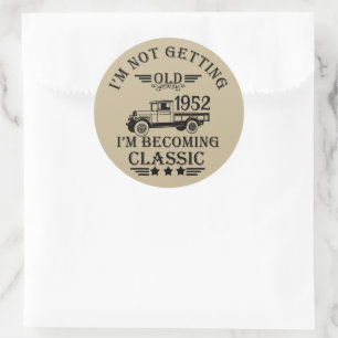 Personalised vintage 70th birthday mens gifts classic round sticker