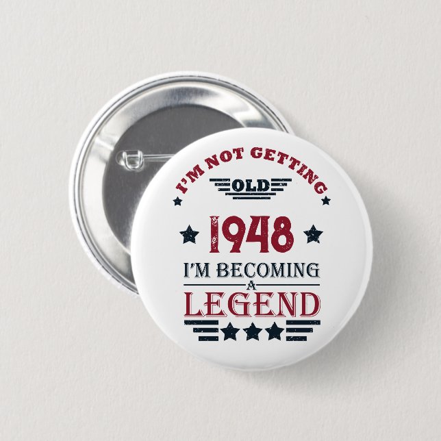 Personalised vintage 75th birthday 6 cm round badge (Front & Back)