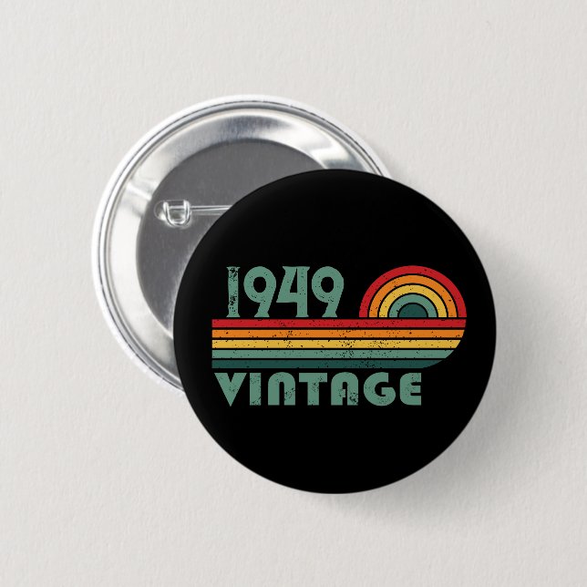 Personalised vintage 75th birthday 6 cm round badge (Front & Back)