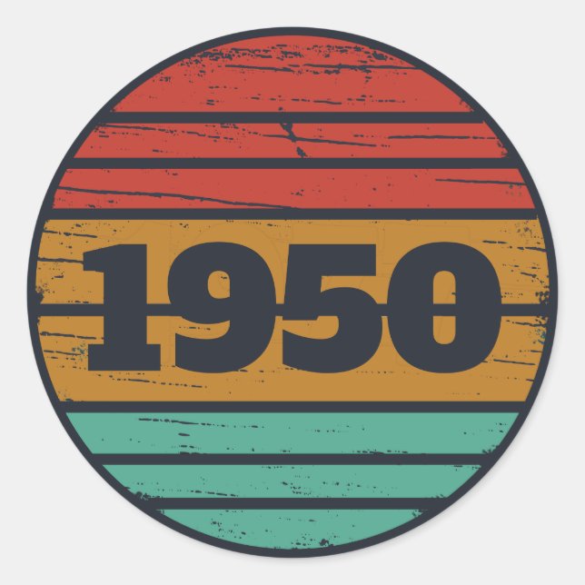 Personalised vintage 75th birthday classic round sticker (Front)