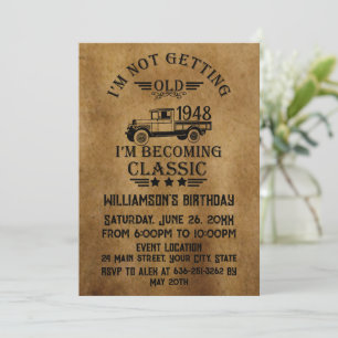Personalised vintage 75th birthday cocktail party invitation