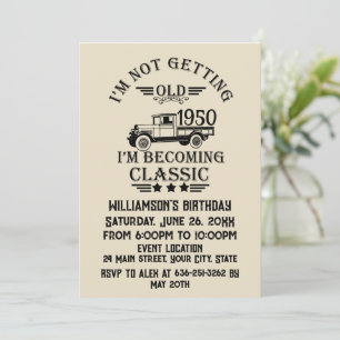 Personalised vintage 75th birthday cocktail party invitation