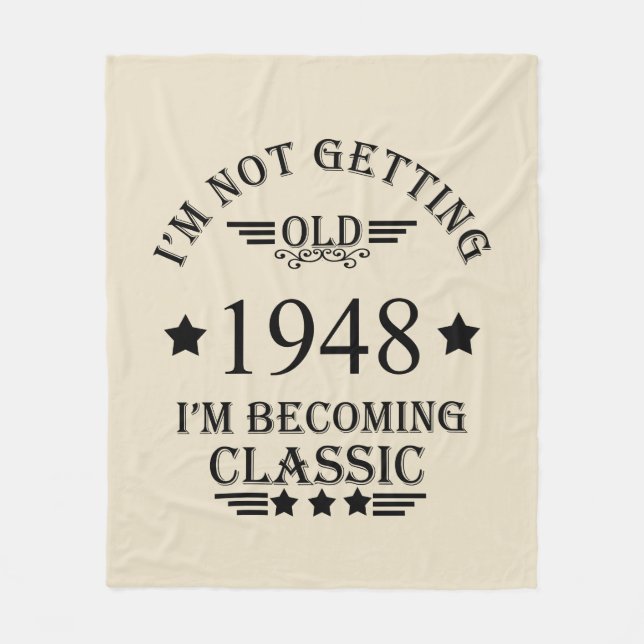 Personalised vintage 75th birthday fleece blanket (Front)