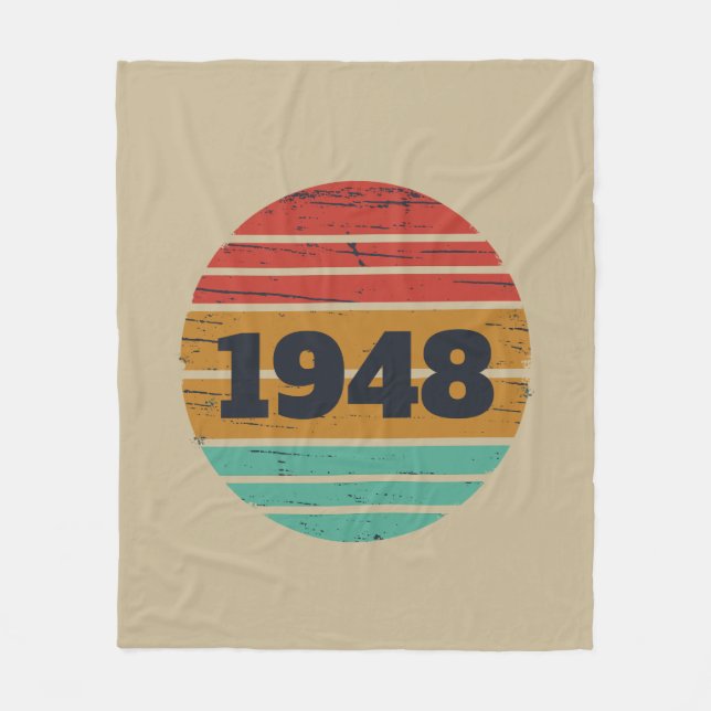 personalised vintage 75th birthday fleece blanket (Front)