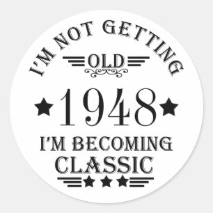 Personalised vintage 75th birthday gift black classic round sticker