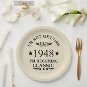 Personalised vintage 75th birthday gift black paper plate