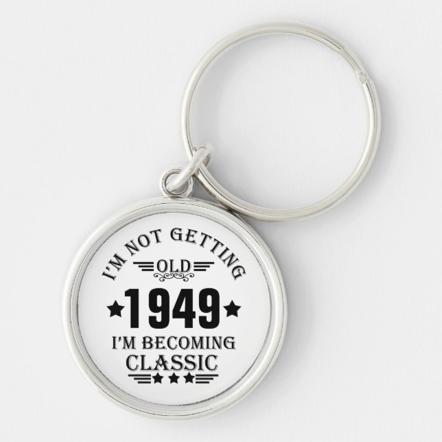 Personalised vintage 75th birthday gift key ring (Front)