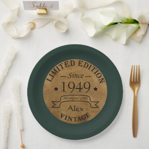 Personalised vintage 75th birthday gift paper plate