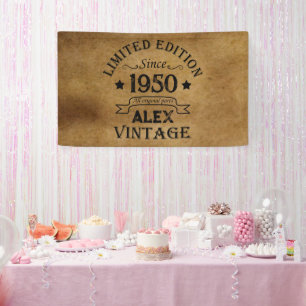 Personalised vintage 75th birthday gifts banner