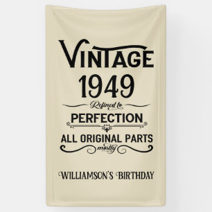 Personalised vintage 75th birthday gifts black banner