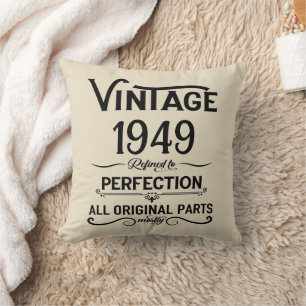Personalised vintage 75th birthday gifts black cushion