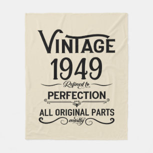 Personalised vintage 75th birthday gifts black fleece blanket