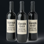 Personalised vintage 75th birthday gifts black wine label<br><div class="desc">You can add some originality with this limited edition, premium quality, and original, classy, retro, and vintage-looking birthday graphic design with a cool typography font. This is a great gift idea for men, women, husbands, wives, girlfriends, and boyfriends who will love this one-of-a-kind piece of art. Unique and funny holiday...</div>