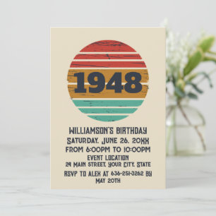 Personalised vintage 75th birthday invitation