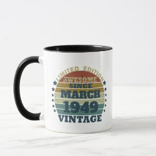 Personalised vintage 75th birthday party mug