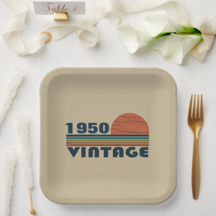 Personalised vintage 75th birthday party paper plate