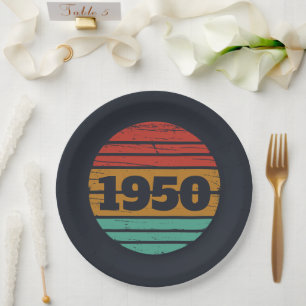 Personalised vintage 75th birthday party paper plate