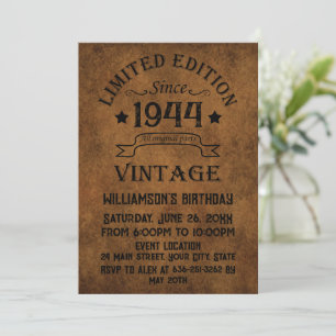 Personalised vintage 80th birthday cocktail party invitation