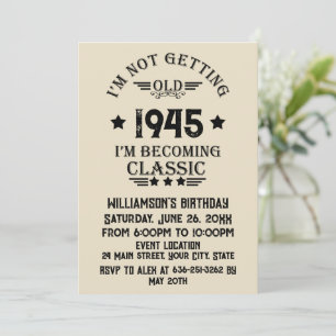 Personalised vintage 80th birthday cocktail party invitation