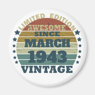 Personalised vintage 80th birthday gift magnet