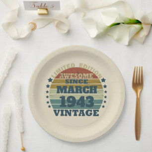 Personalised vintage 80th birthday gift paper plate