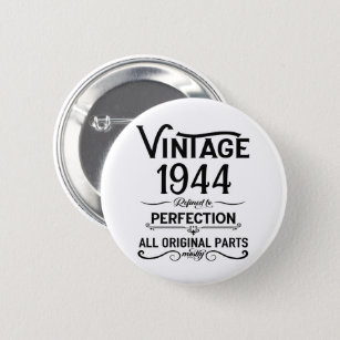 Personalised vintage 80th birthday gifts black 6 cm round badge