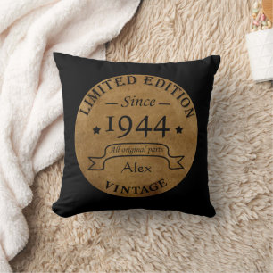 Personalised vintage 80th birthday gifts cushion