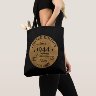 Personalised vintage 80th birthday gifts tote bag