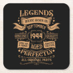 Personalised vintage 80th birthday whiskey themed square paper coaster<br><div class="desc">You can add some originality to your wardrobe collection with this vintage classic birthday graphic design with awesome typography font lettering, is a great gift idea for men, women, husbands, wife girlfriends, and a boyfriend who will love this one-of-a-kind artwork. The best amazing and funny holiday present for your happy...</div>