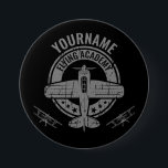 Personalised Vintage Aeroplane Pilot Flying Academ 7.5 Cm Round Badge<br><div class="desc">Personalised Vintage Aeroplane Pilot Retro Flight School - featuring old fashioned plane with faux metal background. Customise with your Name or Custom Text!</div>