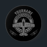 Personalised Vintage Aeroplane Pilot Flying Academ 7.5 Cm Round Badge<br><div class="desc">Personalised Vintage Aeroplane Pilot Retro Flight School - featuring old fashioned plane with faux metal background. Customise with your Name or Custom Text!</div>