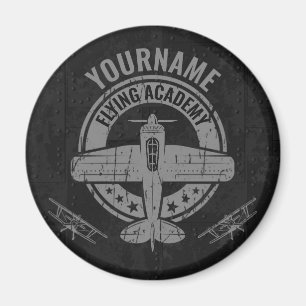Personalised Vintage Aeroplane Pilot Flying Academ Magnet