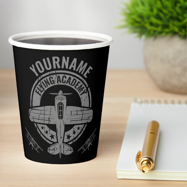 Personalised Vintage Aeroplane Pilot Flying Academ Paper Cups (Creator Uploaded)