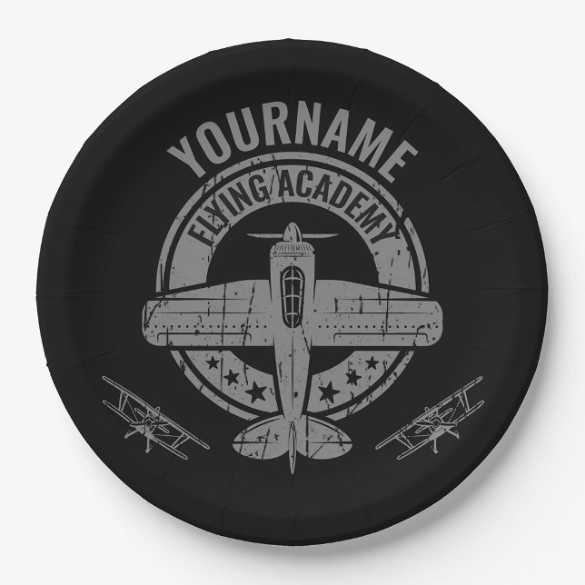 Personalised Vintage Aeroplane Pilot Flying Academ Paper Plate (Creator Uploaded)
