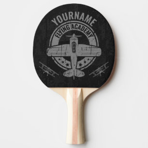 Personalised Vintage Aeroplane Pilot Flying Academ Ping Pong Paddle