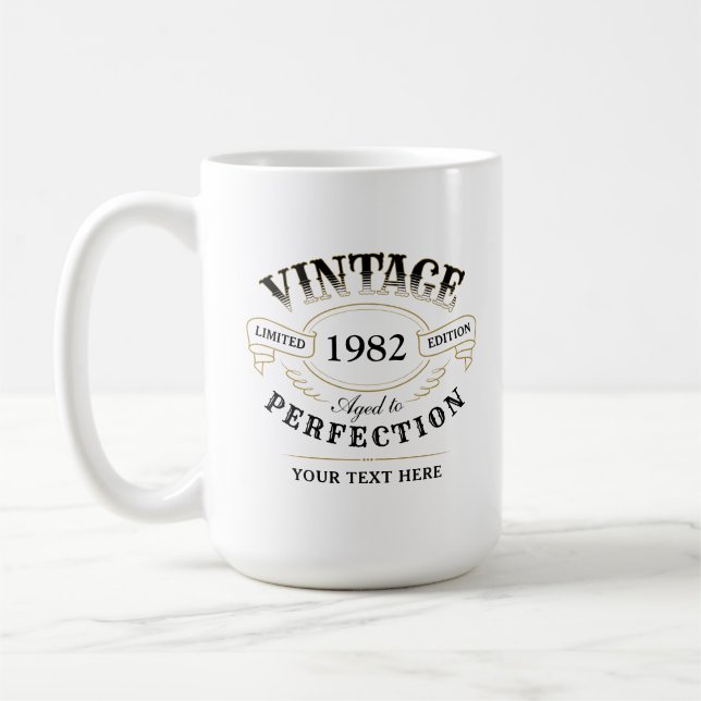 Personalised Vintage Aged To Perfection Birthday  Coffee Mug (Left)