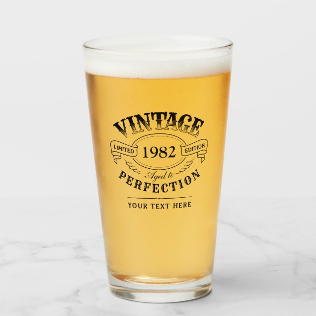 Personalised Vintage Aged To Perfection Birthday Glass (Front Filled)