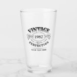 Personalised Vintage Aged To Perfection Birthday Glass<br><div class="desc">Black and white fun vintage aged to perfection adult birthday gift idea for men,  great for any age birthday celebration,  or other occasions. Custom it with your own text.</div>