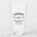 Personalised Vintage Aged To Perfection Birthday Glass<br><div class="desc">Black and gold fun vintage aged to perfection adult birthday gift idea for men,  great for any age birthday celebration,  or other occasions. Custom it with your own text.</div>