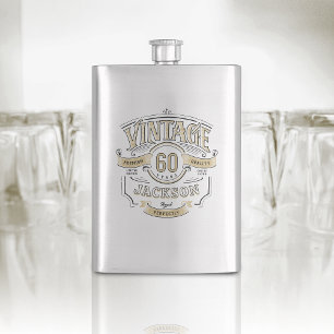 Personalised Vintage Aged To Perfection Birthday Hip Flask