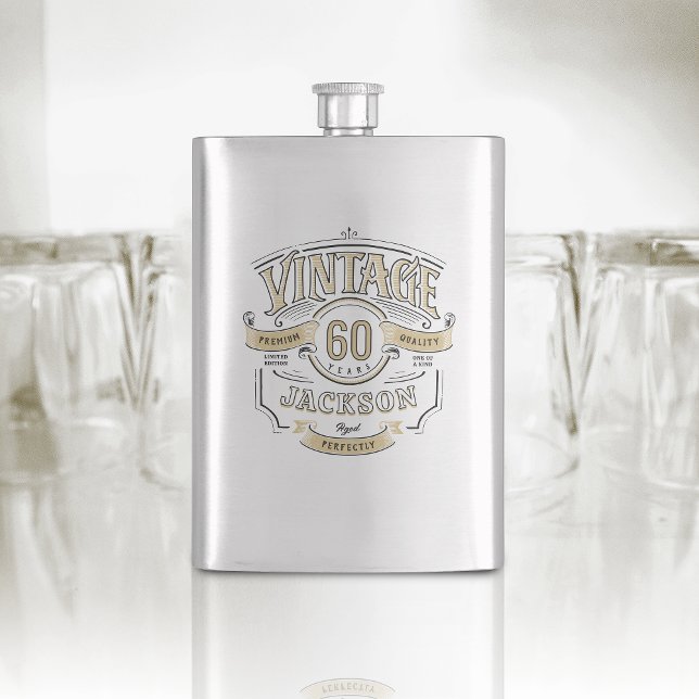 Personalised Vintage Aged To Perfection Birthday Hip Flask (Personalized Vintage Aged To Perfection Birthday Flask)