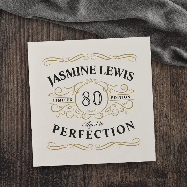 Personalised Vintage Aged To Perfection birthday Napkin (Personalized Vintage Aged To Perfection birthday Napkins)